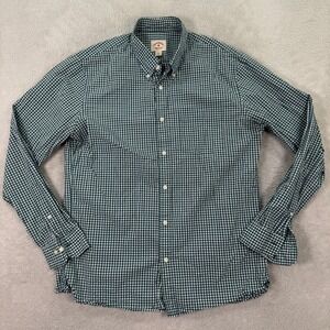 Brooks Brothers Red Fleece Gingham Button Down Shirt Mens Large Green White EUC